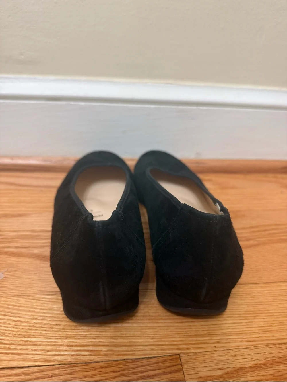 8.5G European Luxury Comfort Wide Width Black Suede Wedge Flat Support Orthotic